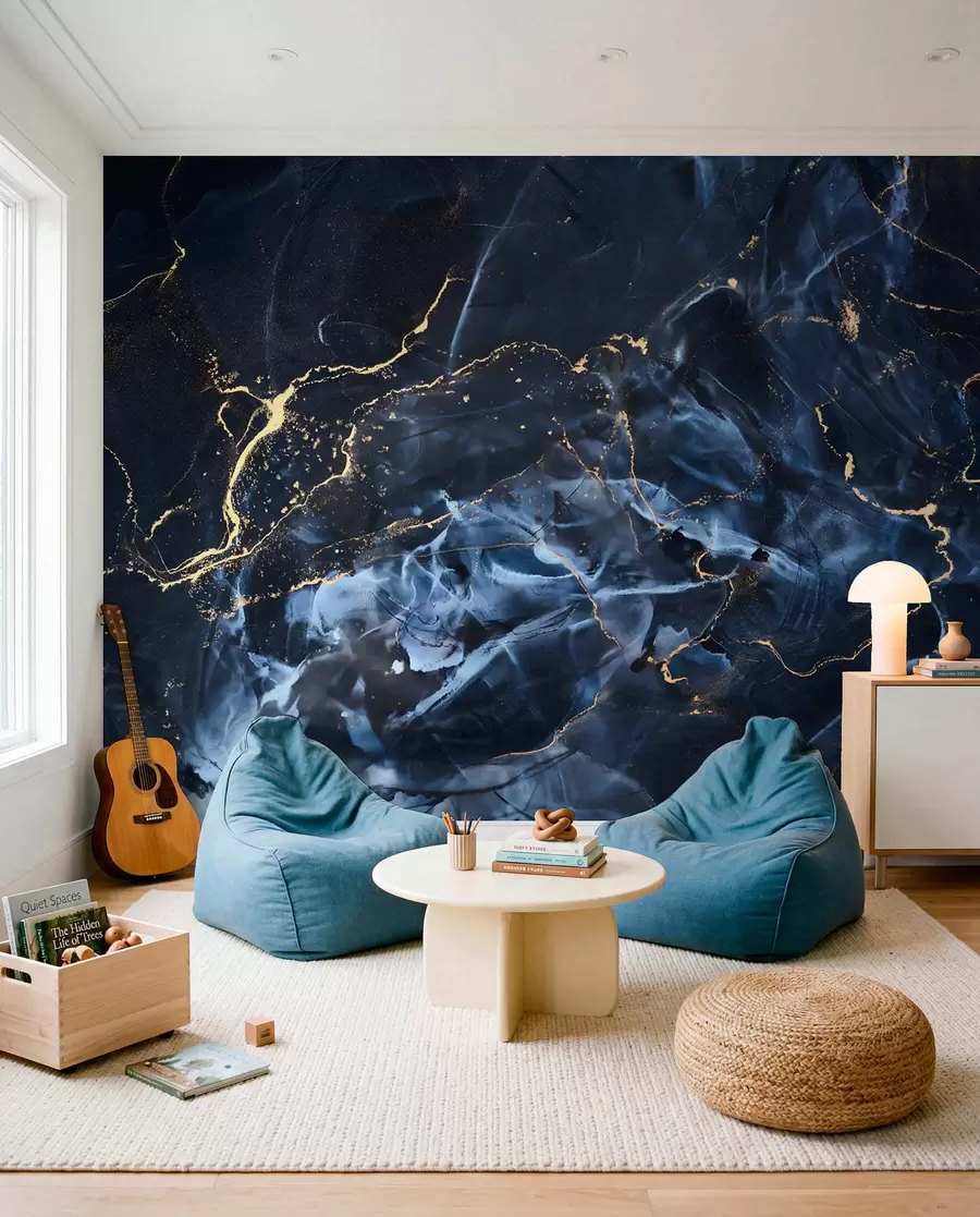 Fotobehang Blauwe marmerstromen u71173