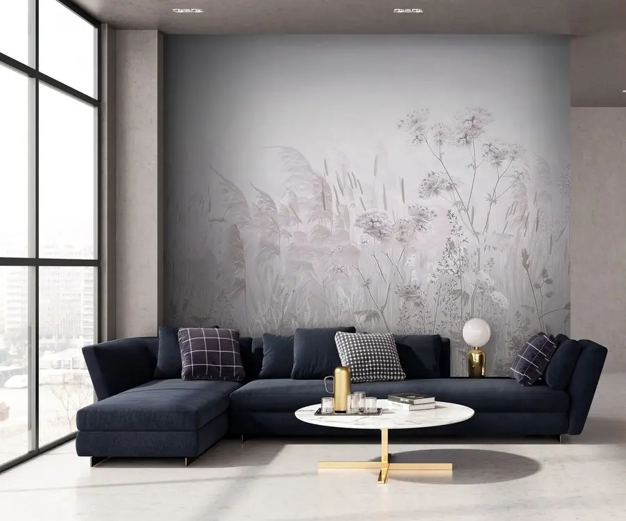 Fotobehang Grijs-beige wilde bloemen u00104v2