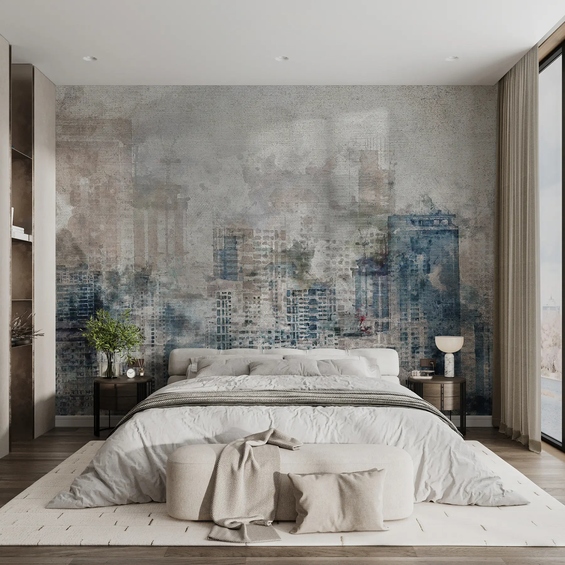 Papier peint photo Aquarel stad, toile u20070