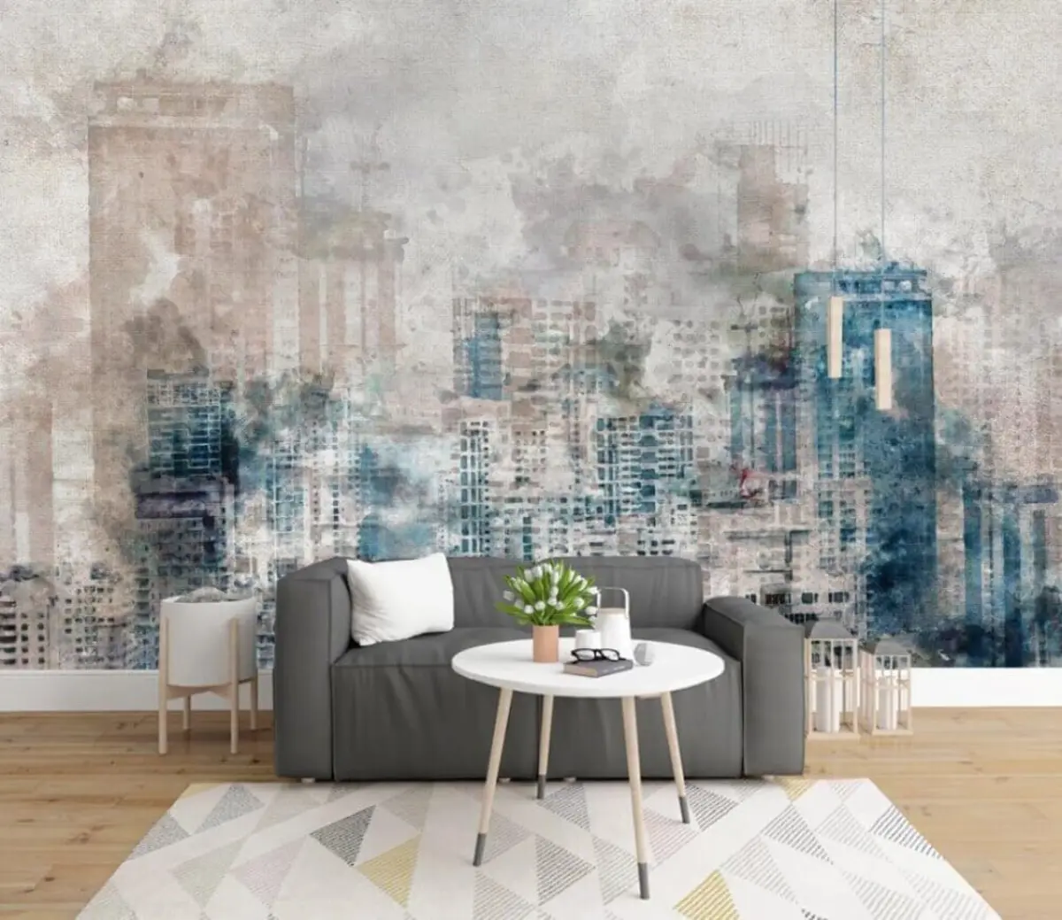 Fotobehang Aquarel stad, canvas u20070