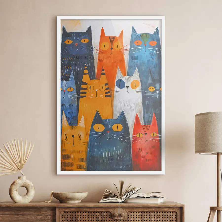 Papier peint photo Des chats colorés se rassemblent joyeusement f37559