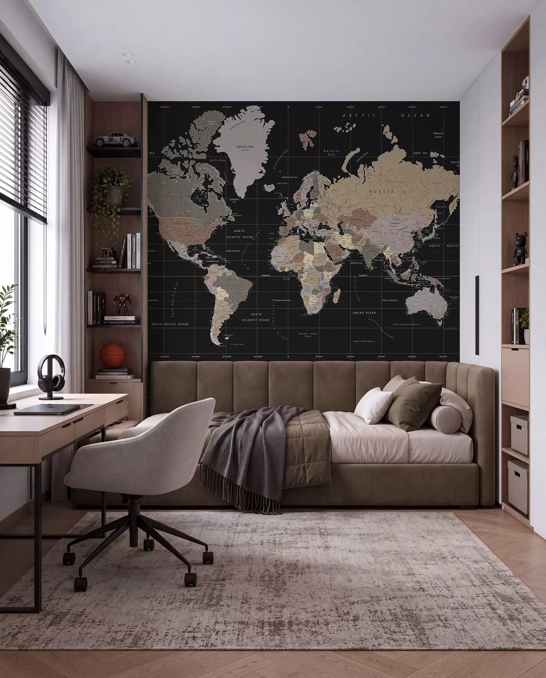 Papier peint photo Carte du monde sur noir u99477