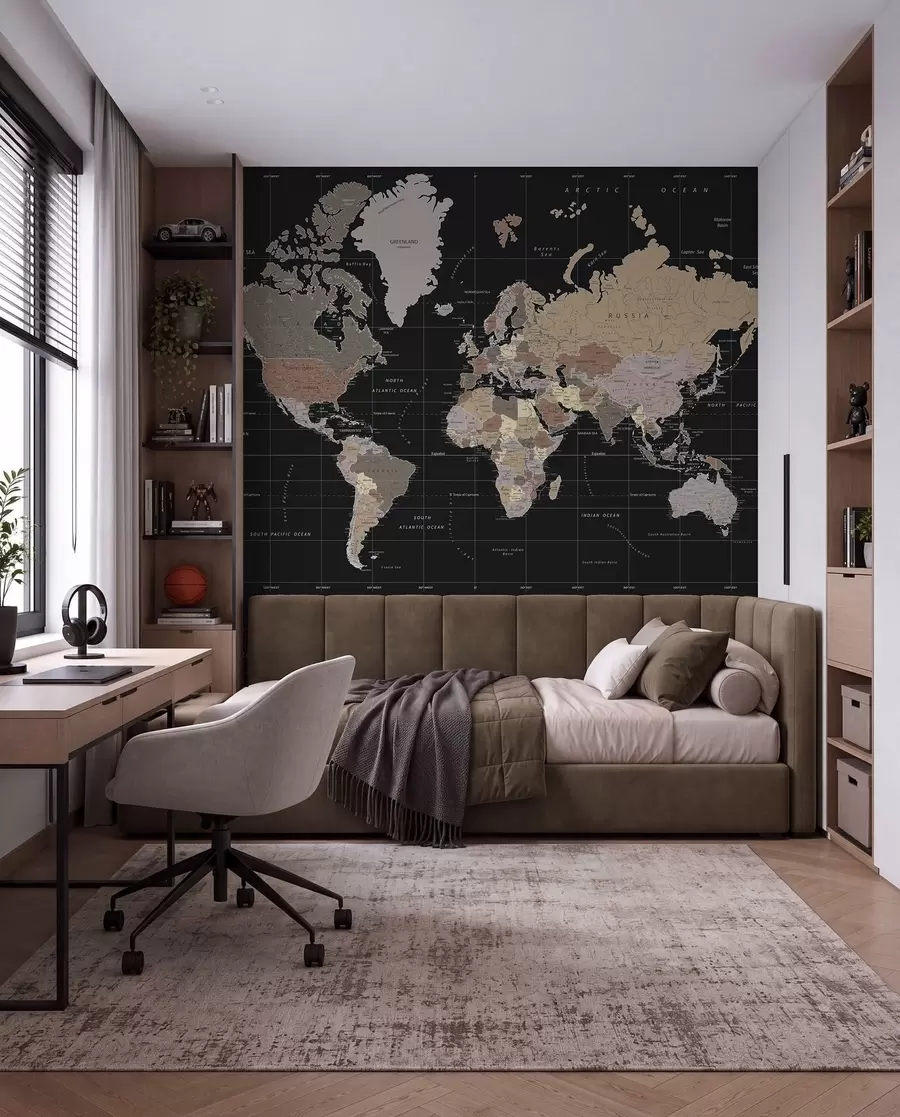 Papier peint photo Carte détaillée du monde u99477