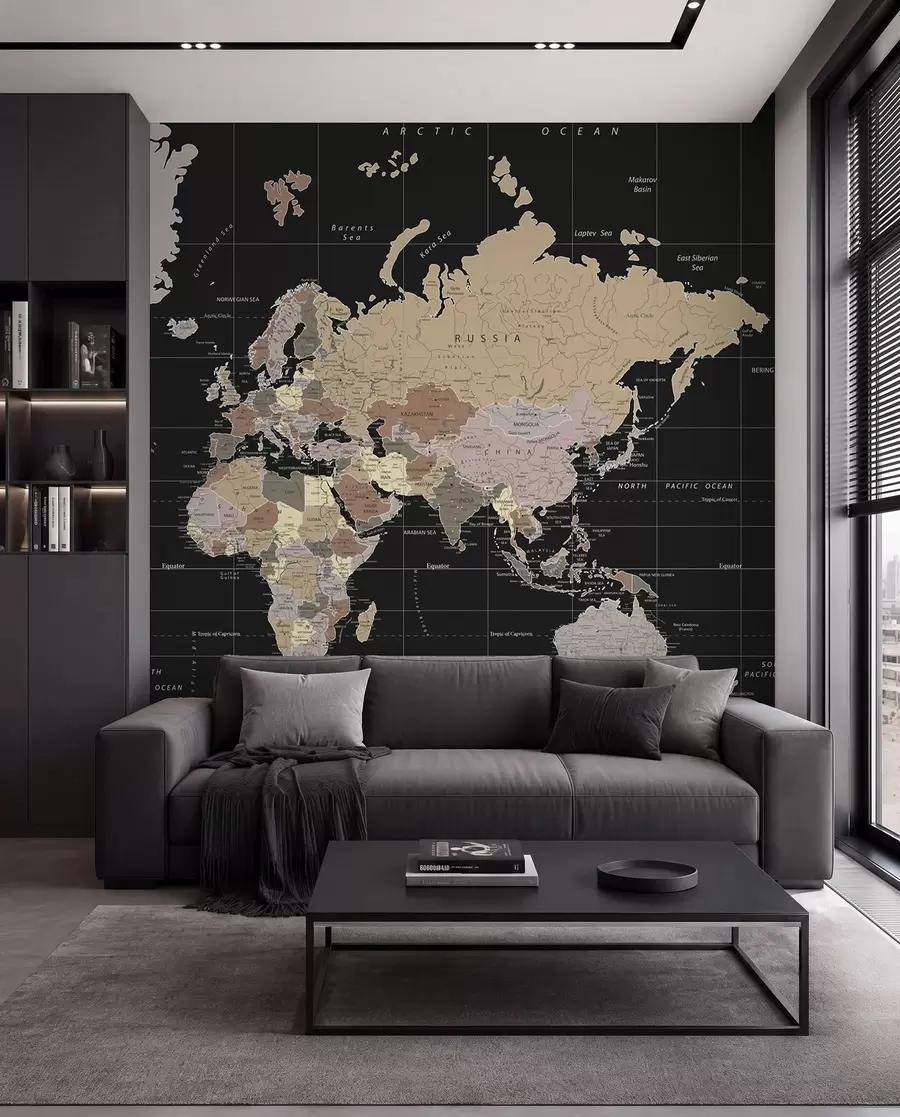 Fotobehang Gedetailleerde kaart van de wereld u99477