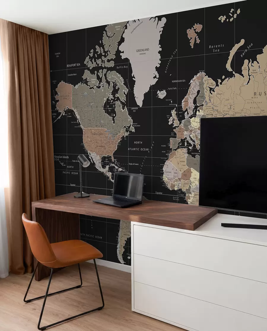 Fotobehang Gedetailleerde kaart van de wereld u99477