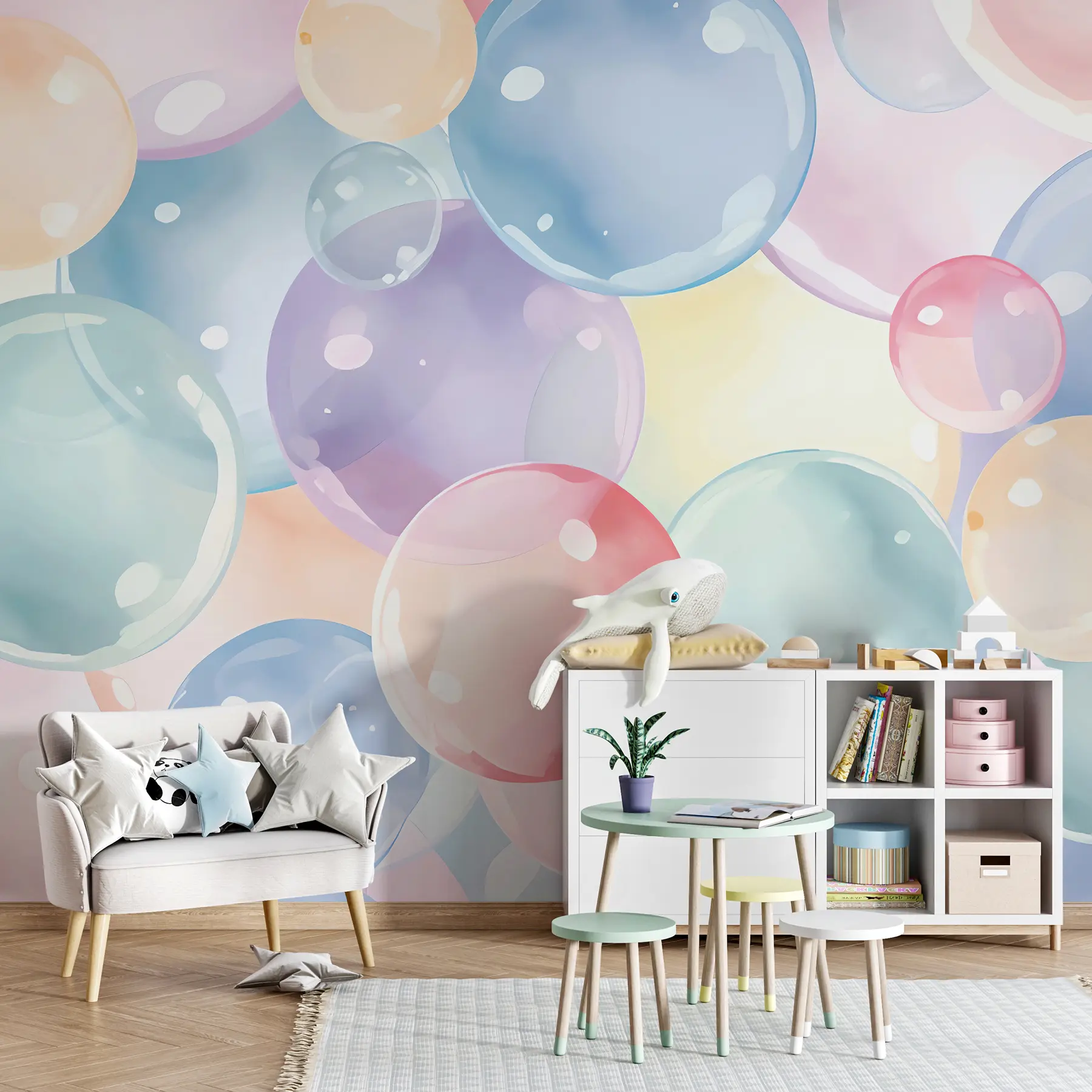 Fotobehang Bubbels in pastelkleuren u99730