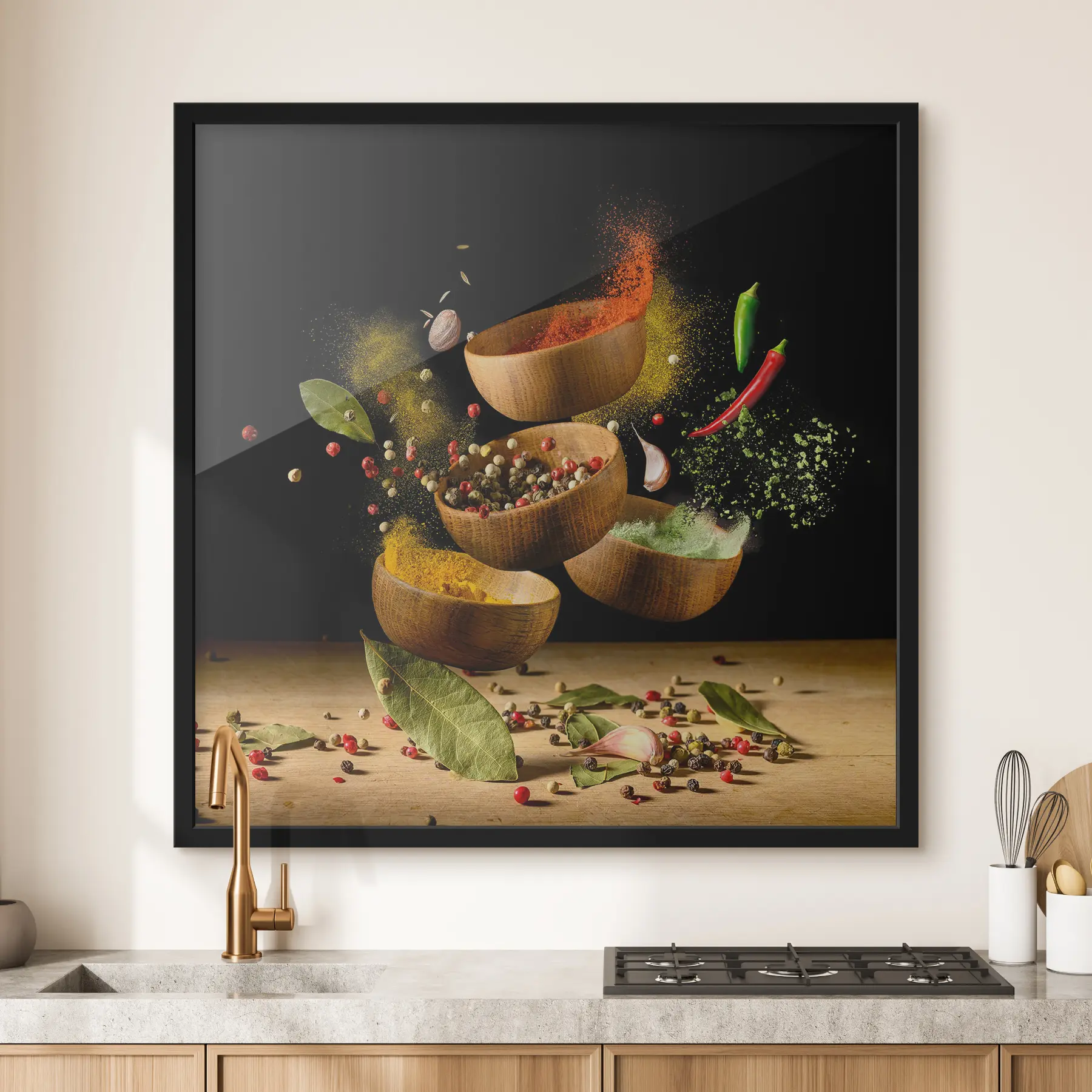 Fotobehang Kleurrijke kruiden in luchtdans f37045