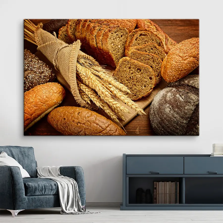  Schilderijen Vers gebakken brood en granen s37047