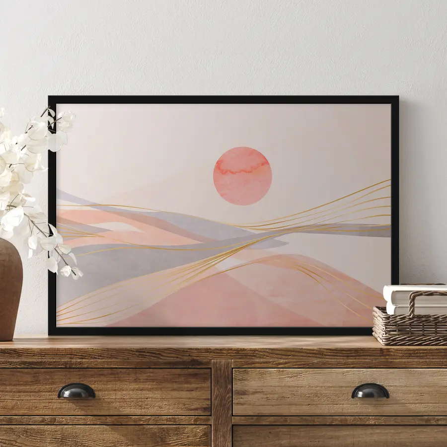 Fotobehang Serene zonsondergang boven zachte golven f37548