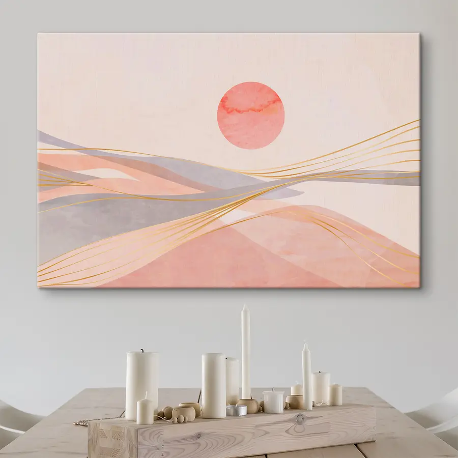  Schilderijen Warme kleuren van een rustige zonsondergang s37548