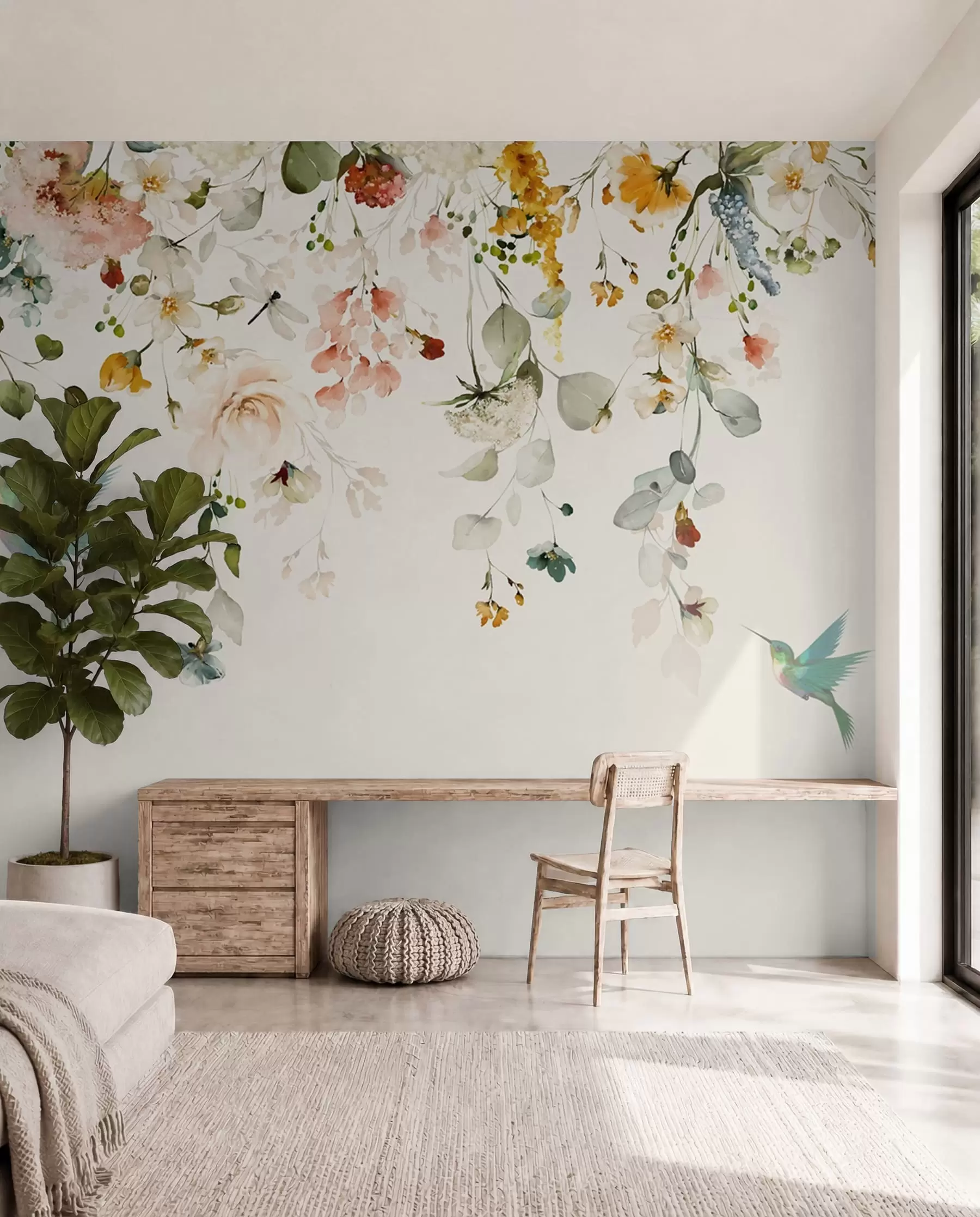 Fotobehang Kolibries tussen bloemen II u59610d2