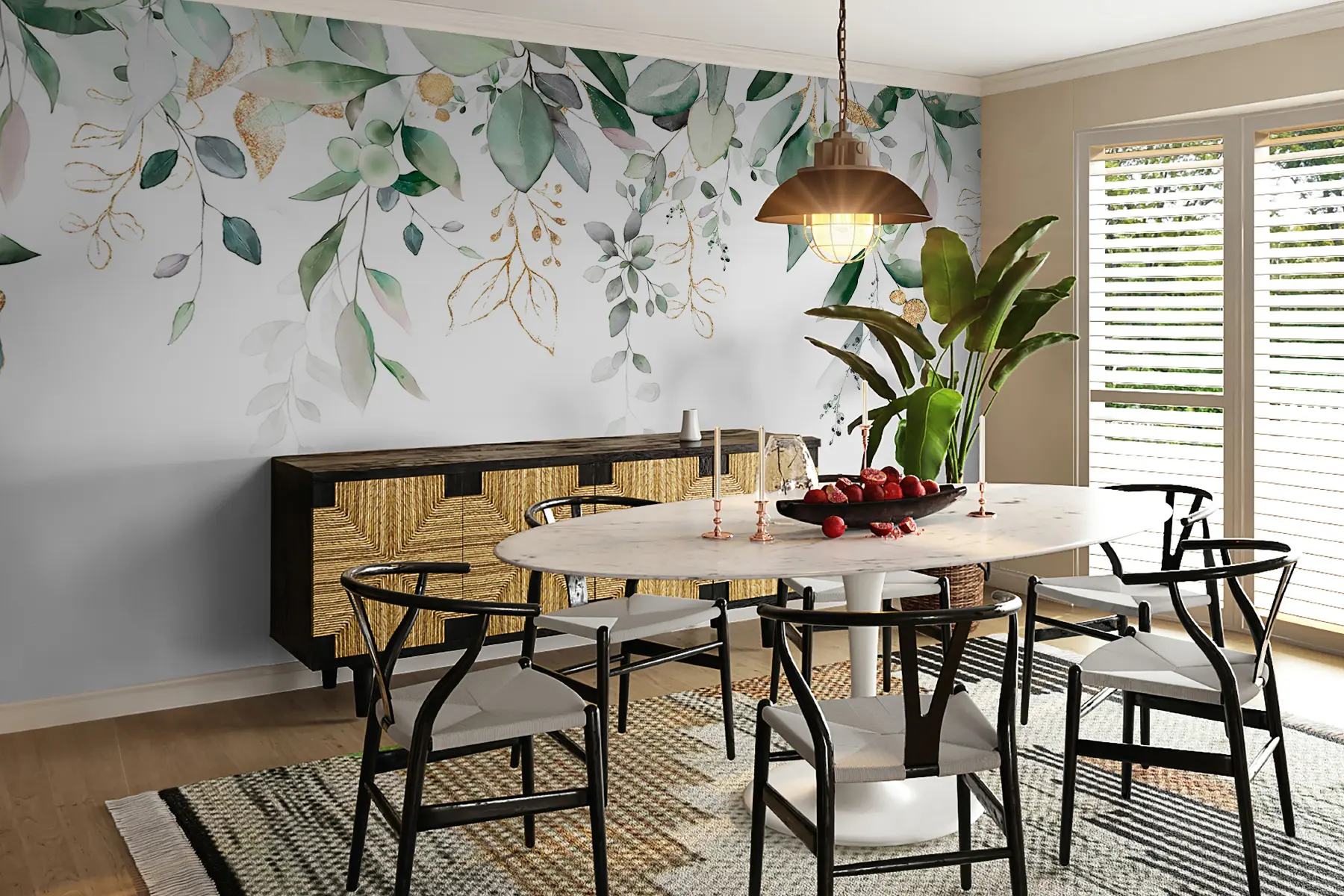 Fotobehang Hangend eucalyptusblad op een witte achtergrond u95506d2