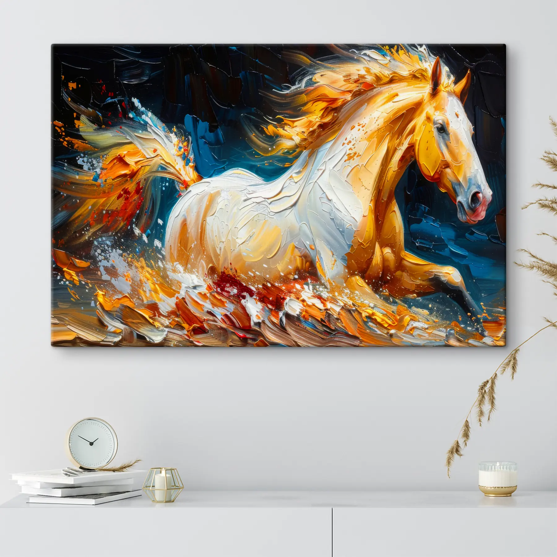Fotobehang Majestueus paard galoppeert door het water s37768