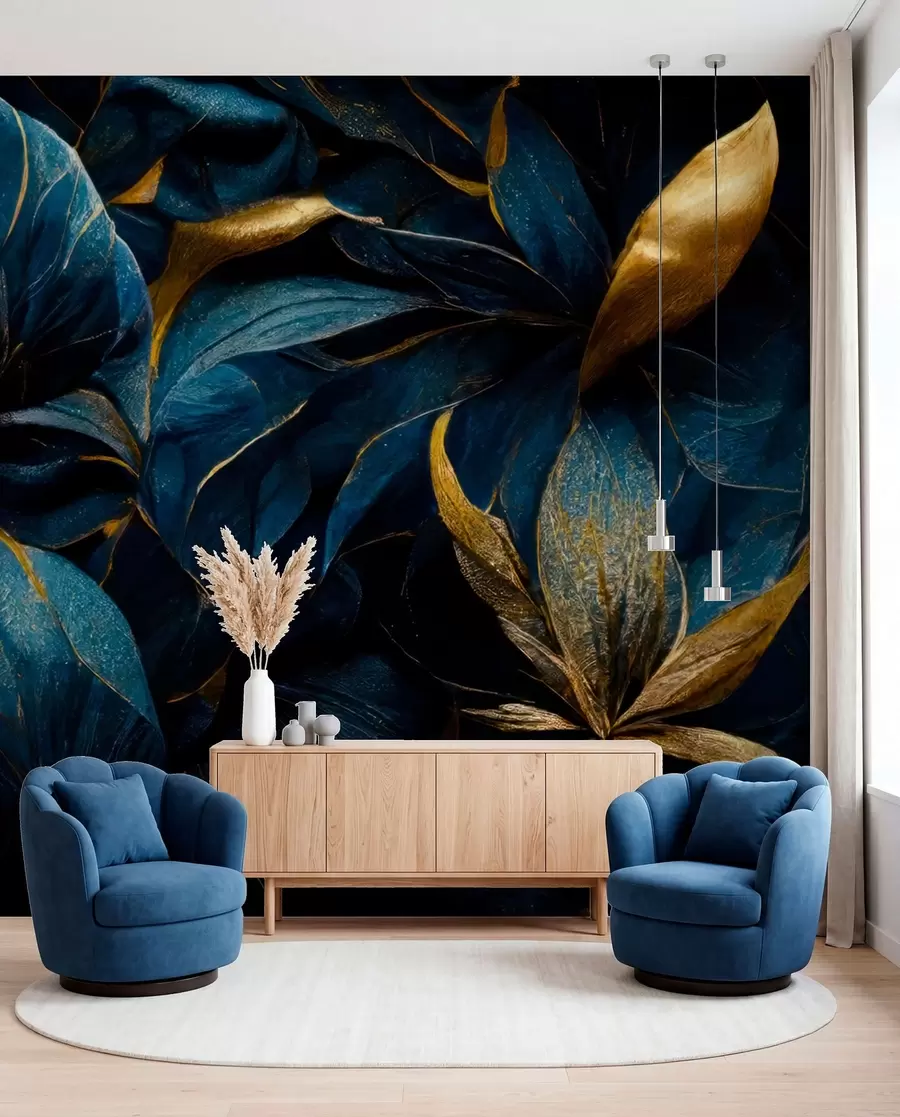 Fotobehang Blauwe koninklijke bloemen u74140d1