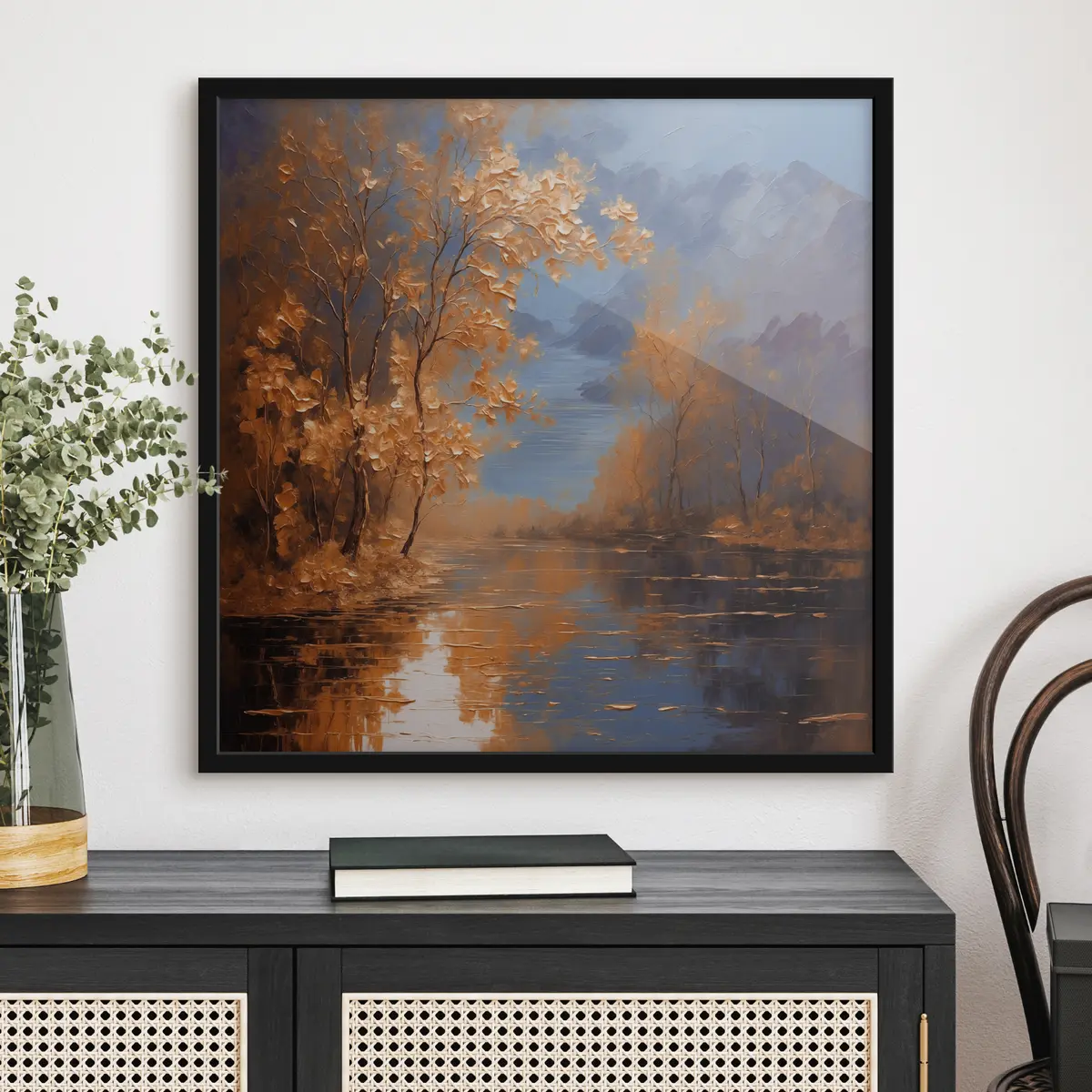 Poster Meer in het herfstbos f37804