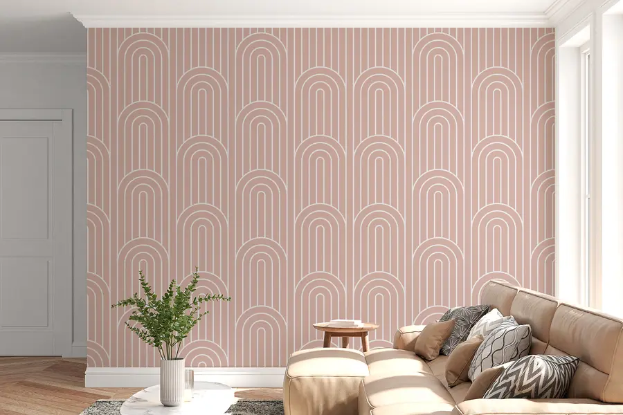 Fotobehang Geometrische grafische bogen zijn de nieuwe boho-beige trend w00137v3