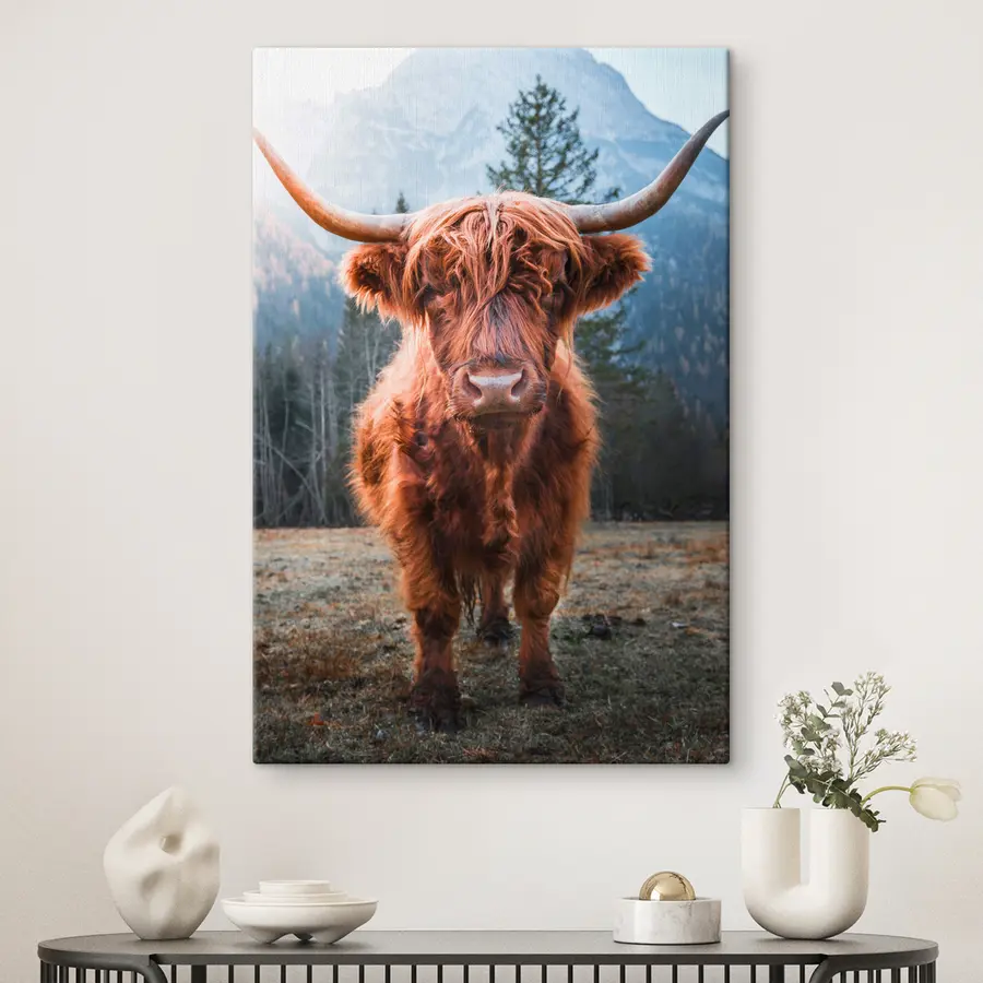  Schilderijen Majestueuze Schotse hooglandkoe in weelderig landschap s37629