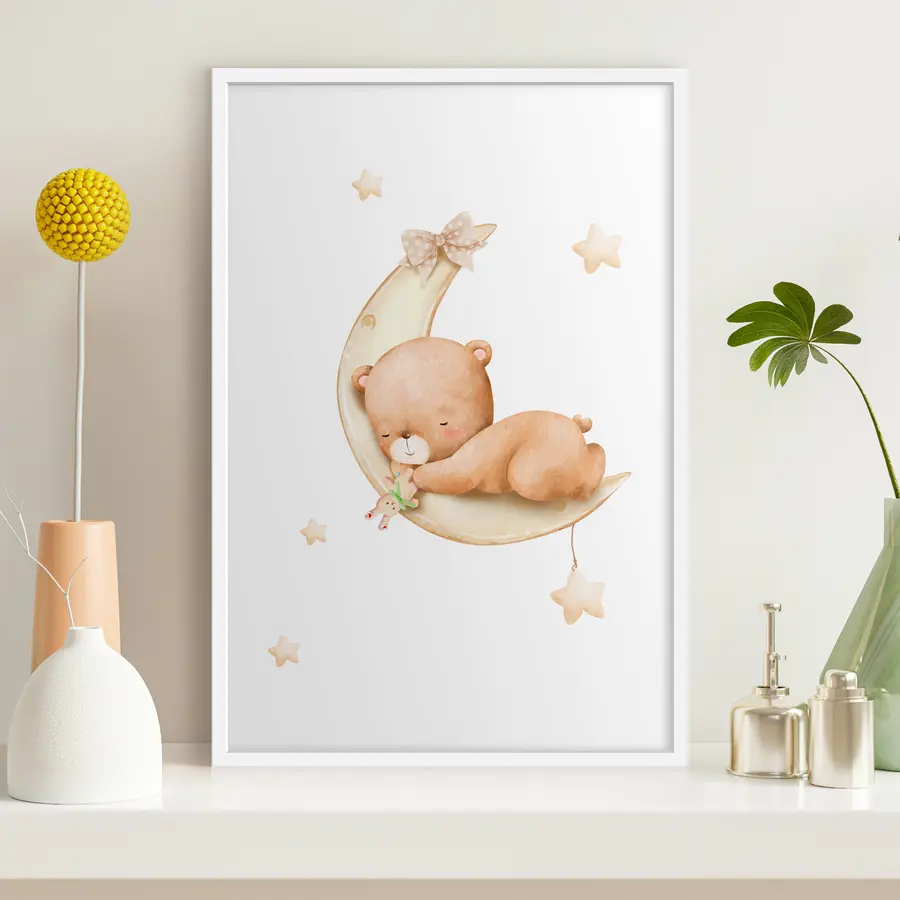  Peintures Ourson câlin rêvant sur la lune f37917