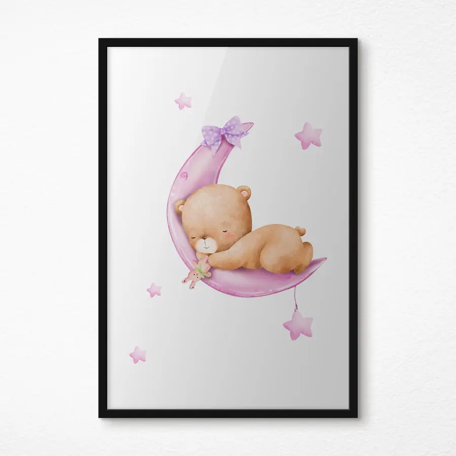 Papier peint photo Ours rêveur sur une lune douillette f37917v2