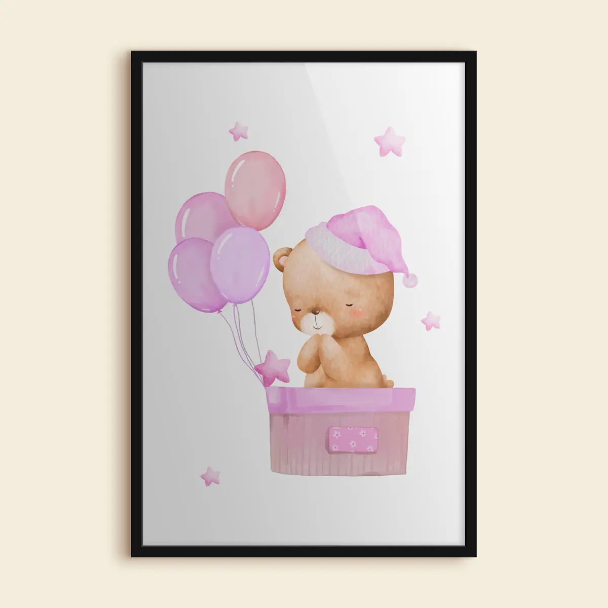 Affiche Ours en peluche avec ballons et étoiles f37918v2