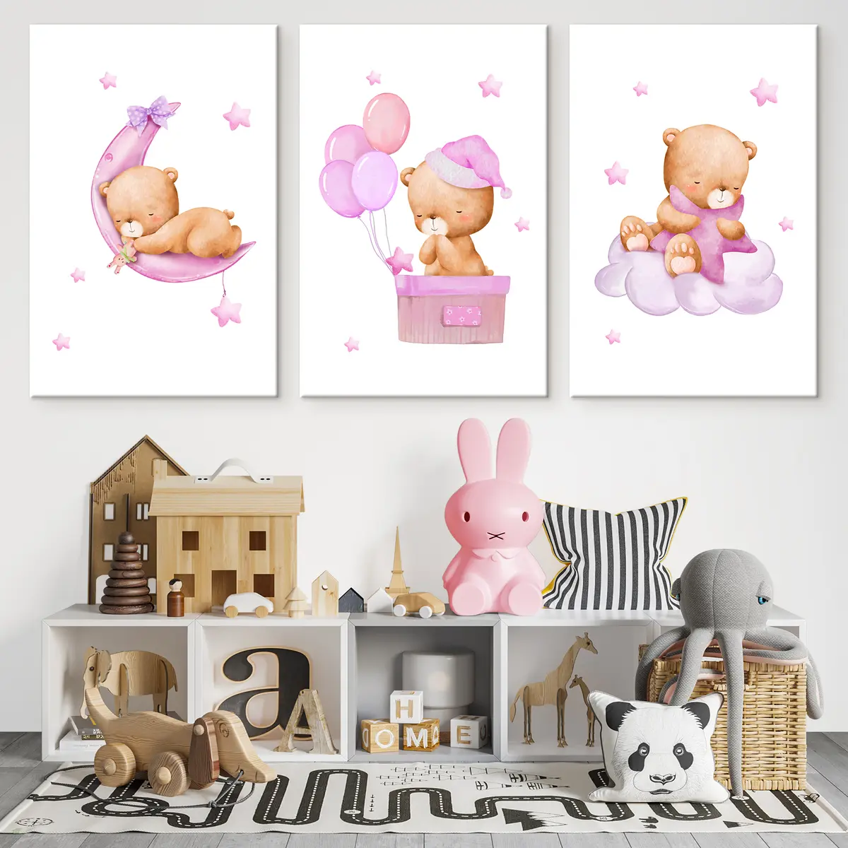  Peintures Oursons dans des scènes pastel de rêve m00296v2