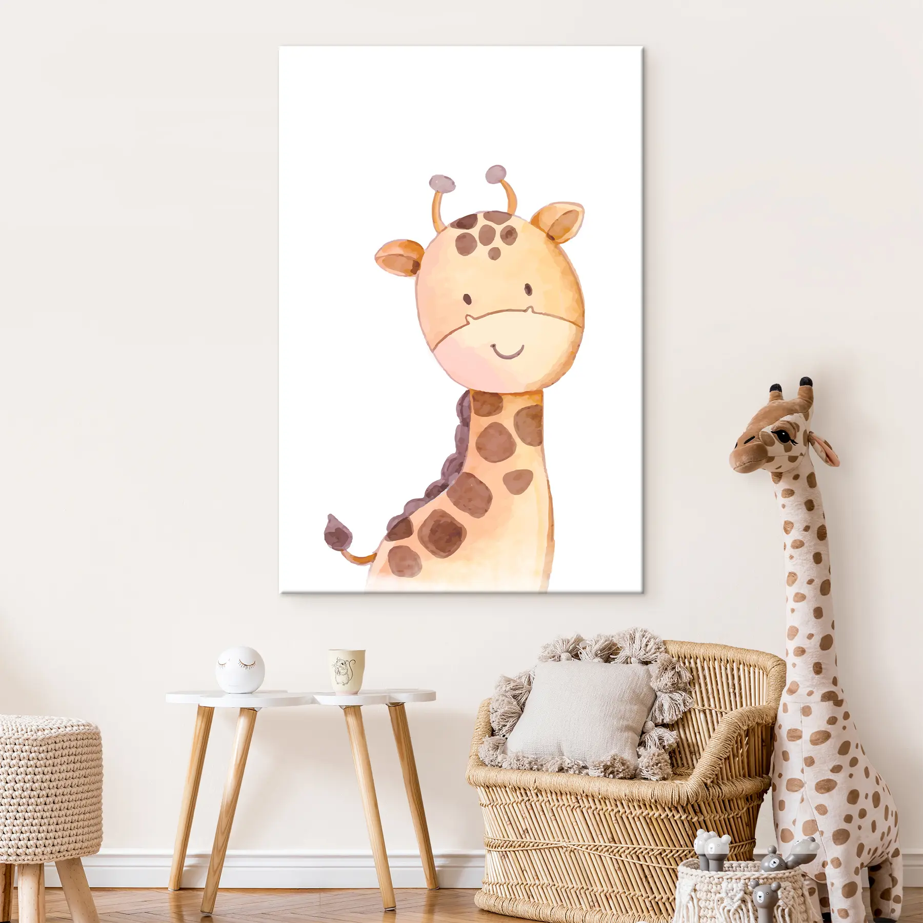  Schilderijen Vrolijke kleine giraf die breed glimlacht s37920
