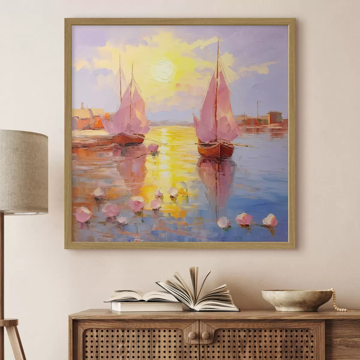 Affiche Naviguer vers un coucher de soleil éclatant f37881