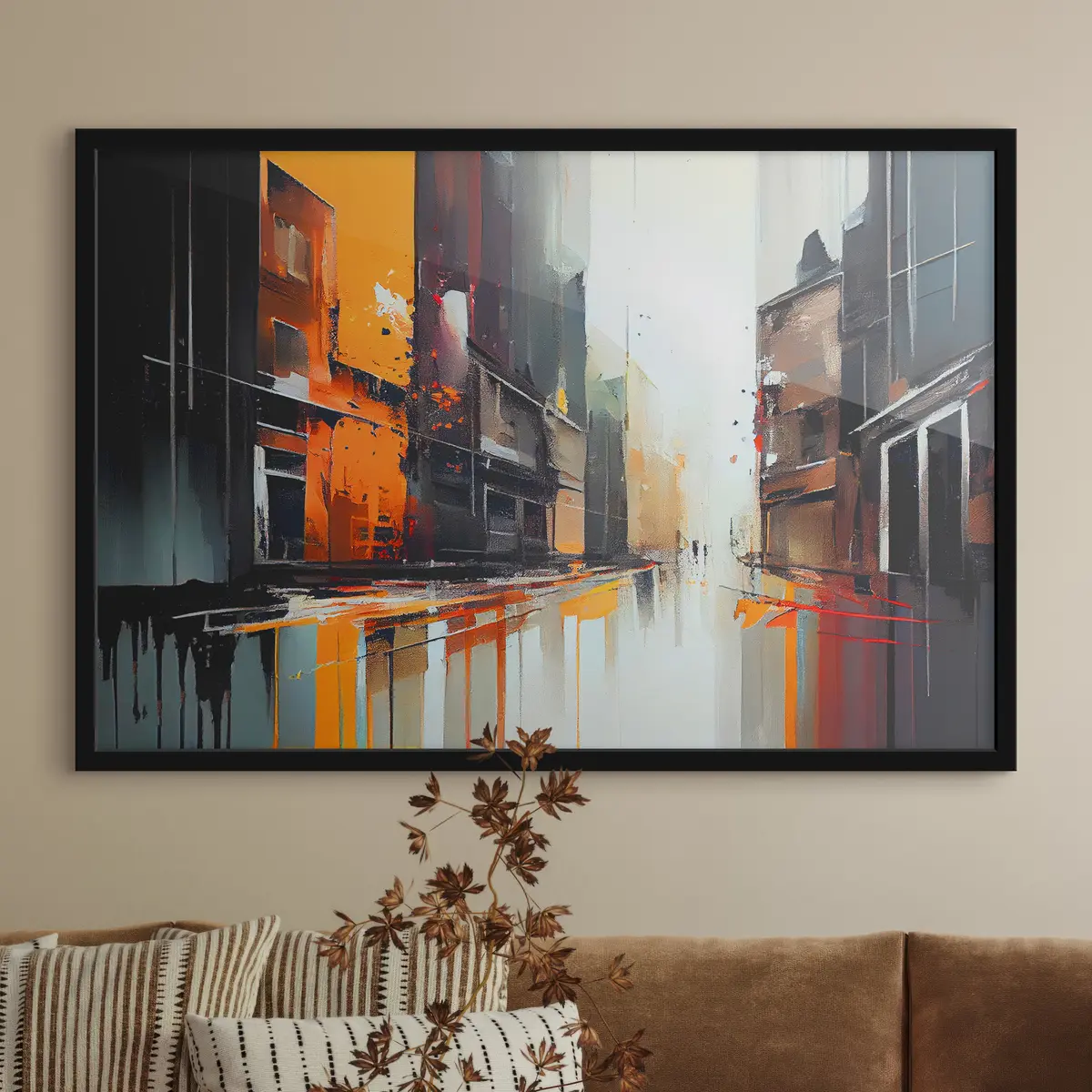 Poster Levendig stadsbeeld met reflecterende oppervlakken f37899