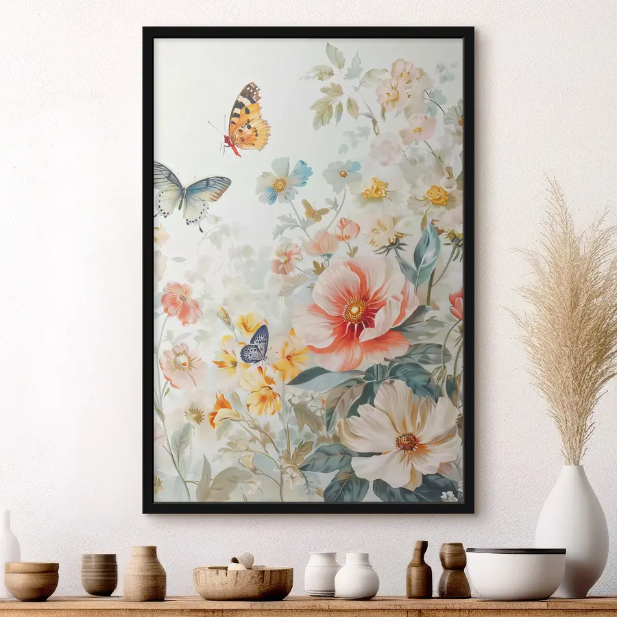 Fotobehang Bloemen en vlinders f38152