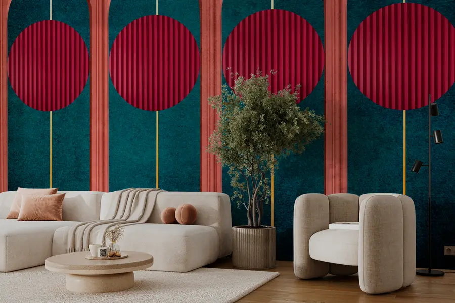 Papier peint photo Arc de décoration dans un style minimaliste moderne, éléments texturés w00388