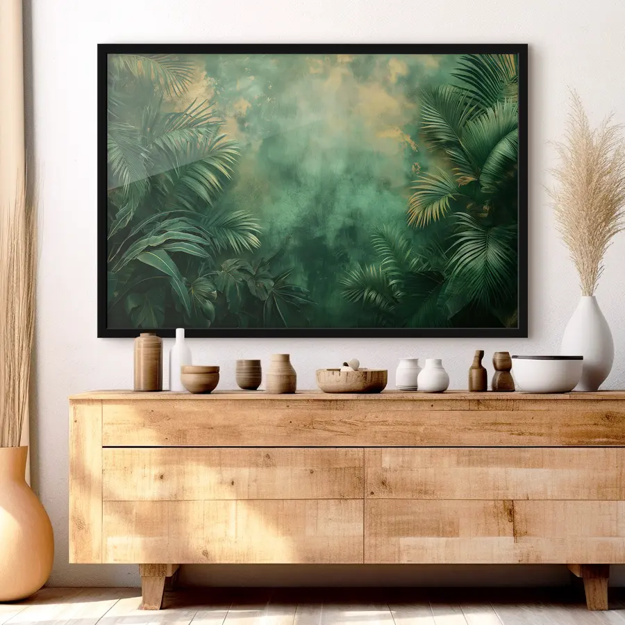 Fotobehang Tropische struiken in grungestijl f38086