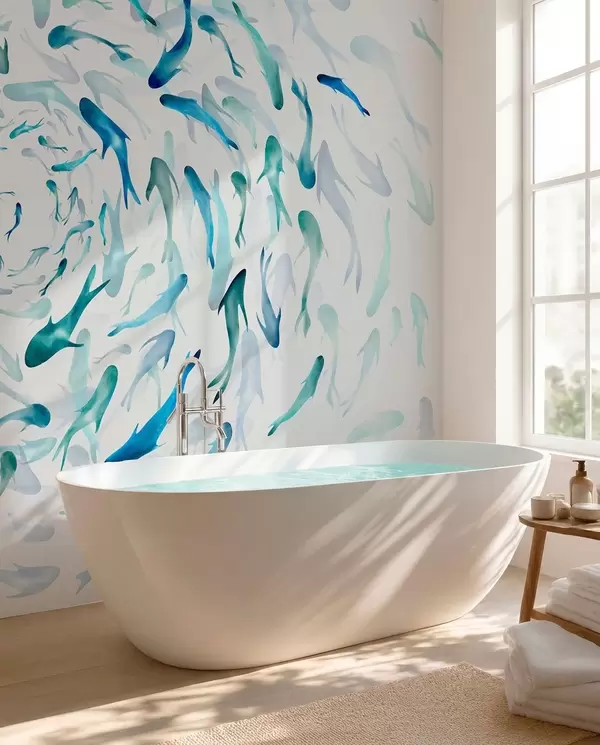 Avec poissons et aquarium