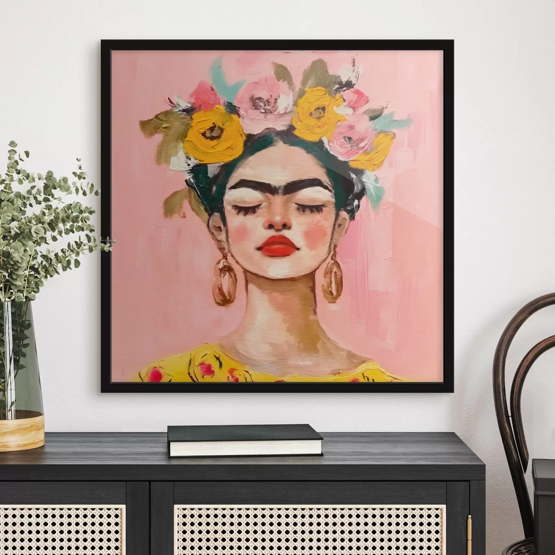 Fotobehang Textuur met een afdruk van Frida Kahlo f38292