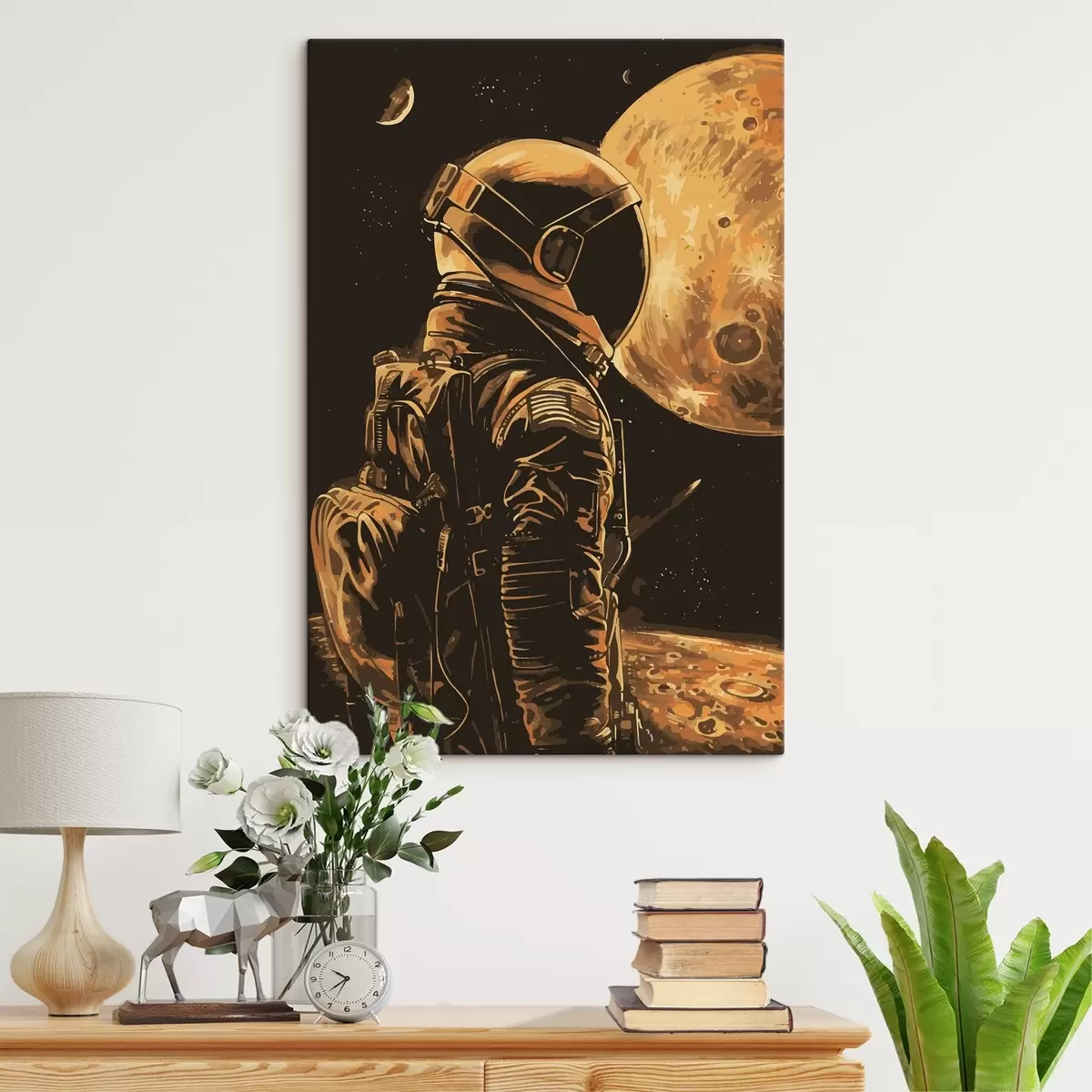  Peintures Astronaute regardant la planète s38314