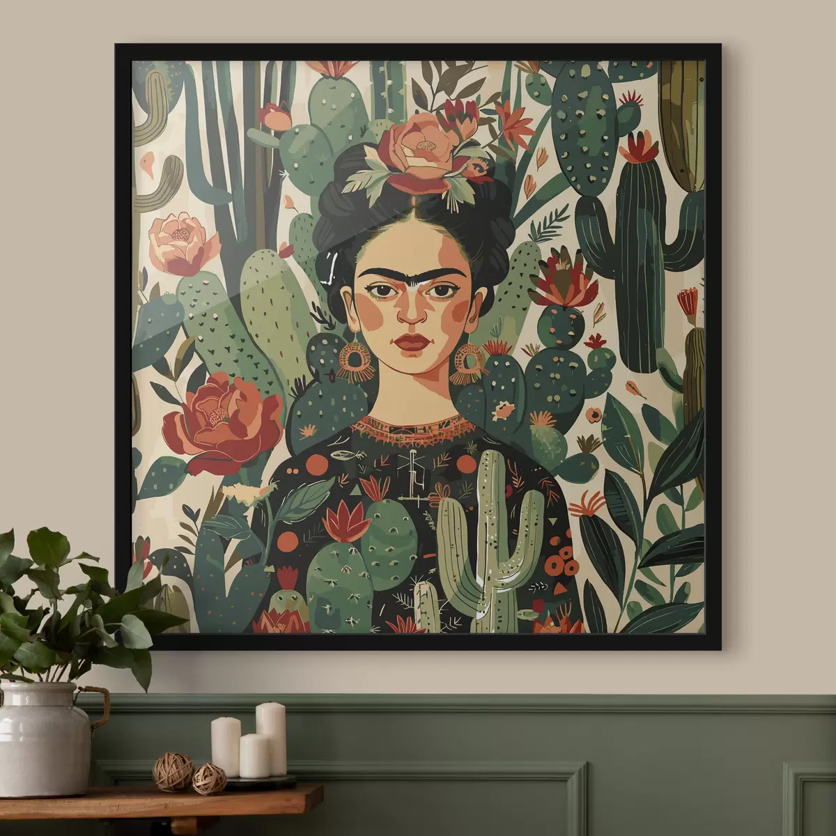 Affiche Frida de style vert en cactus f38415