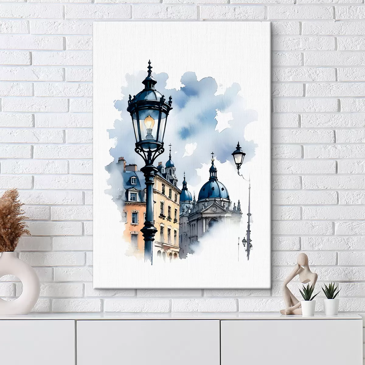  Peintures Un lampadaire orné d'un bâtiment en forme de dôme par temps nuageux s38364