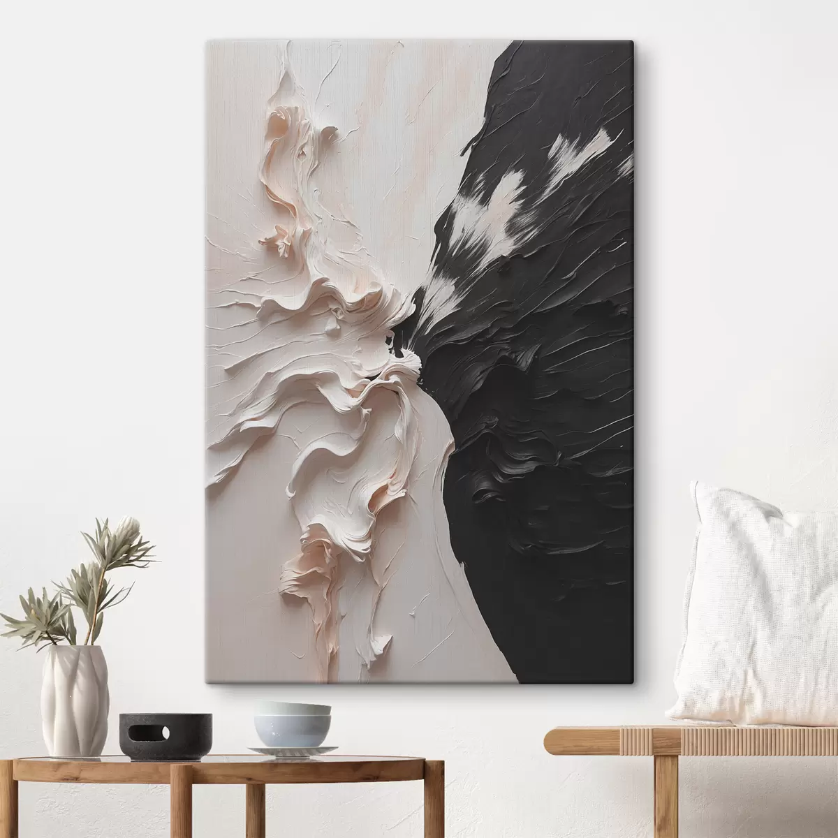  Peintures Peinture à l'huile abstraite aux couleurs blanches et noires s38300