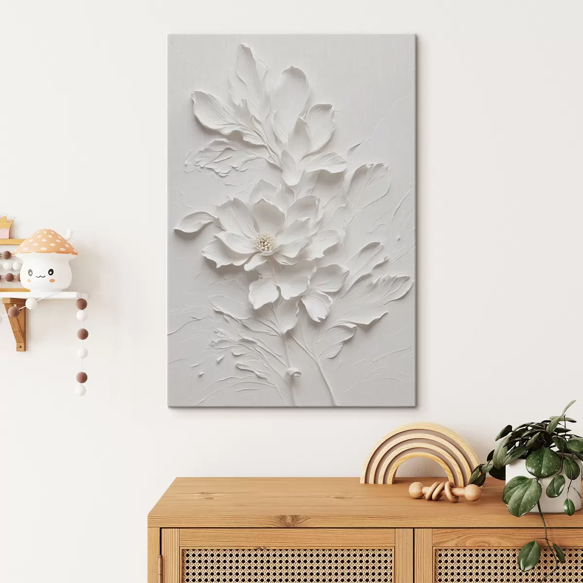  Peintures Fleur blanche sur fond blanc dans l'huile s38305