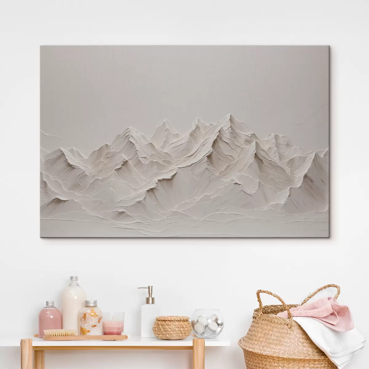  Schilderijen Witte bergen met acryl s38306