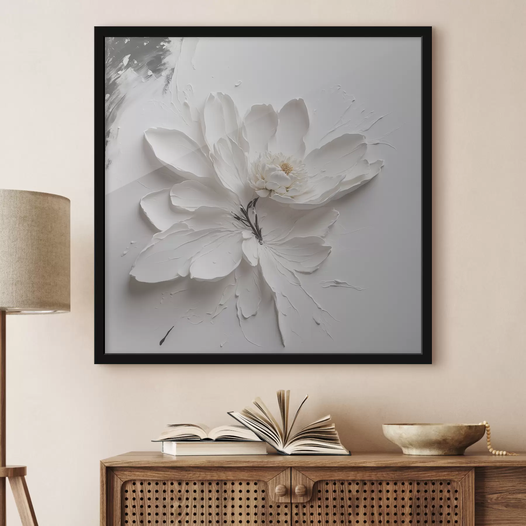 Papier peint photo Fleur blanche à l'huile f38303