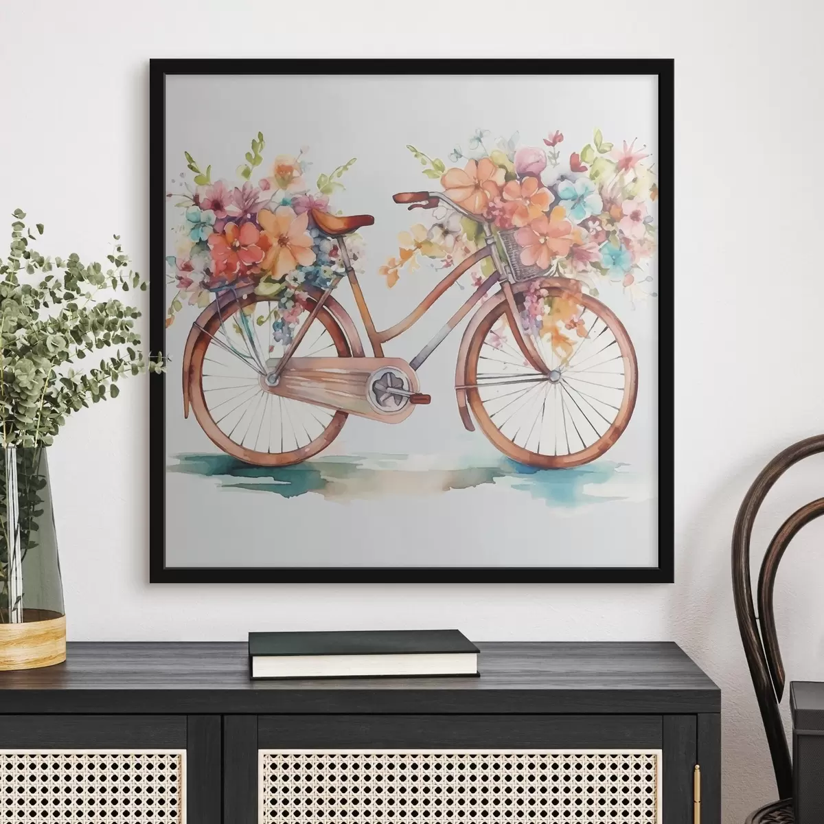 Poster fiets in felle kleuren, aquarelverf f38447