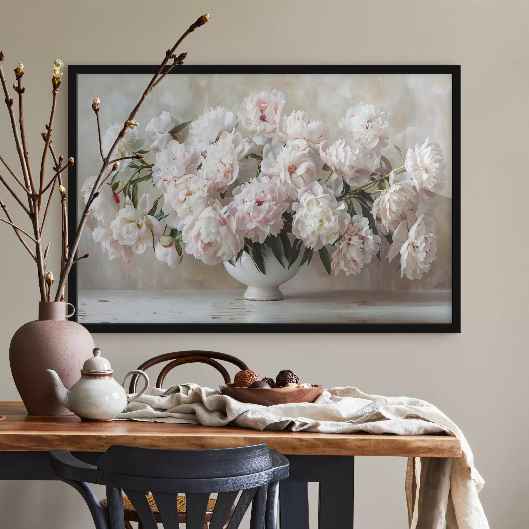 Fotobehang Lichte pioenrozen in een vaas f38461