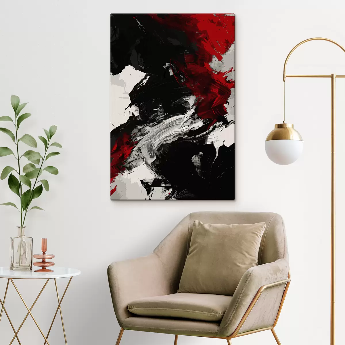  Schilderijen Zwarte en rode abstractie s38550