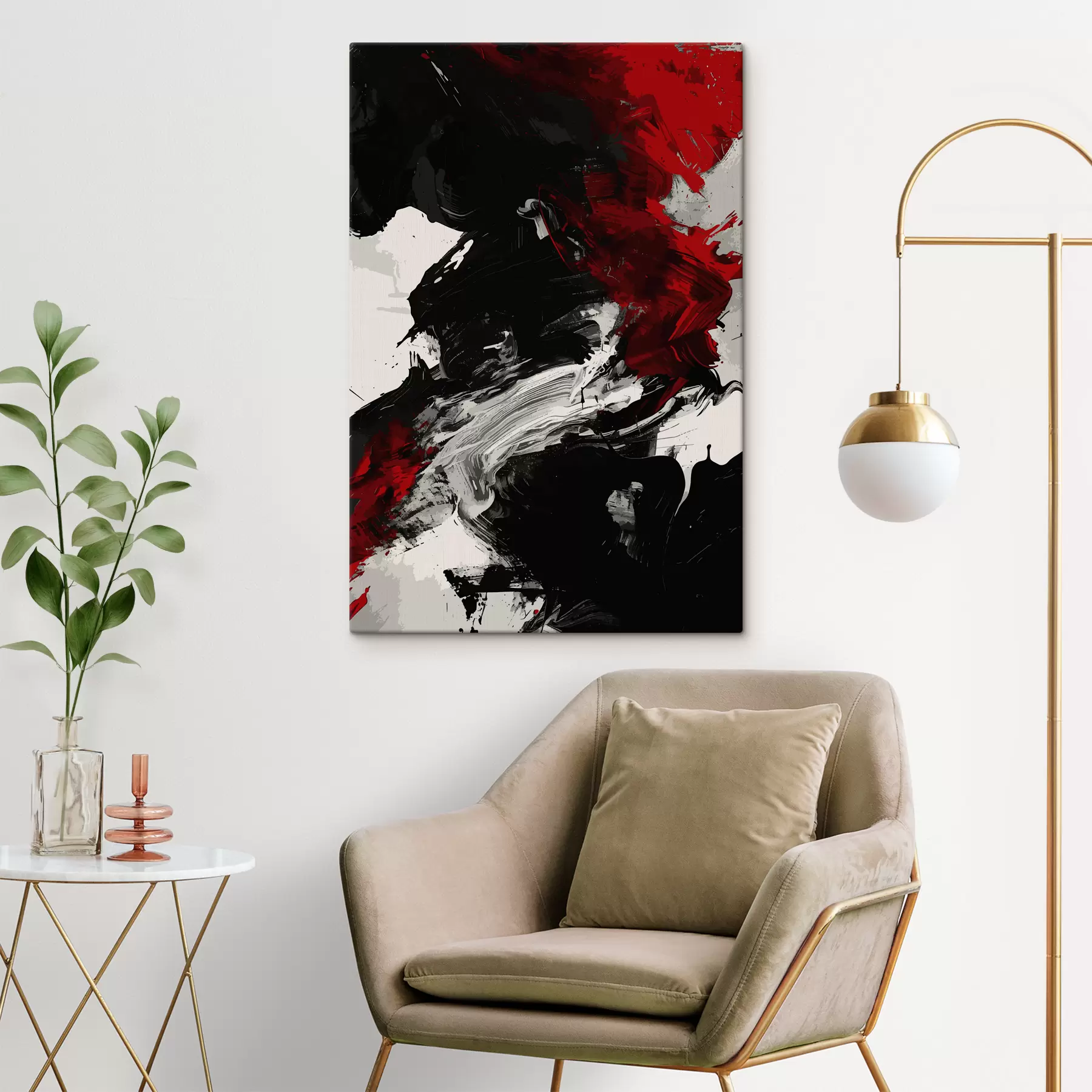 Papier peint photo Abstraction noire et rouge s38550