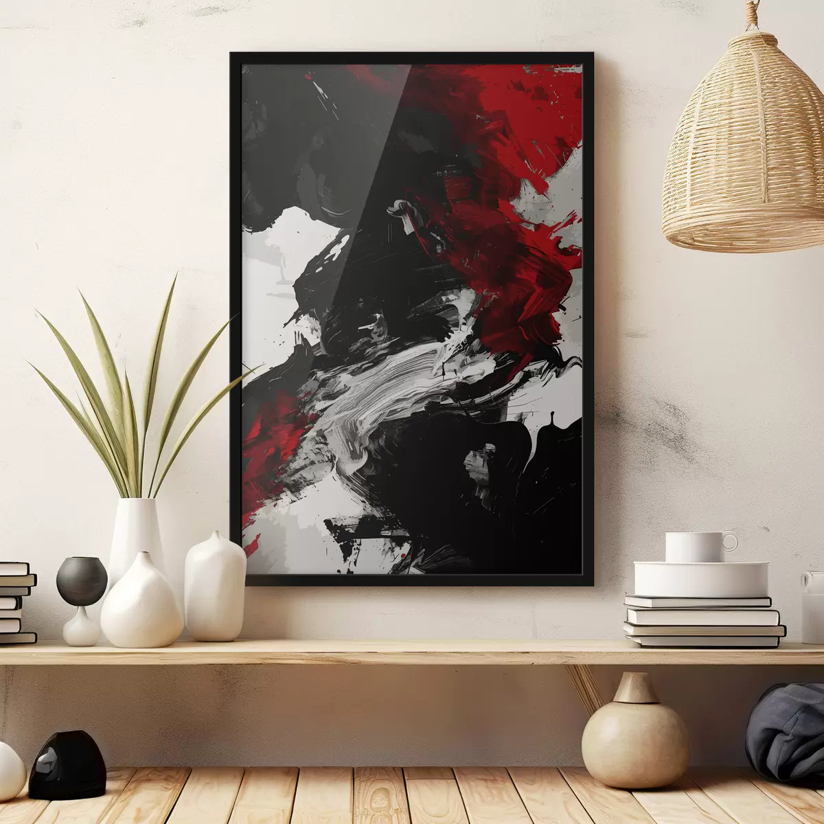 Affiche Abstraction noire et rouge f38550
