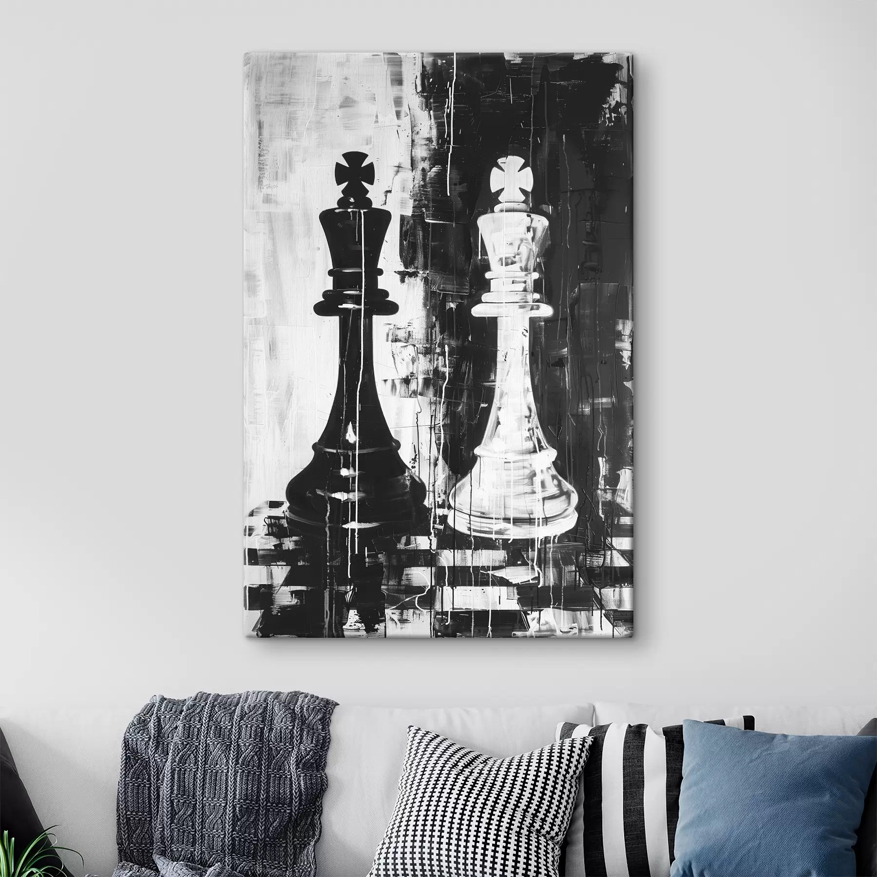 Papier peint photo Pièce d'échecs en couleur noir et blanc s38642