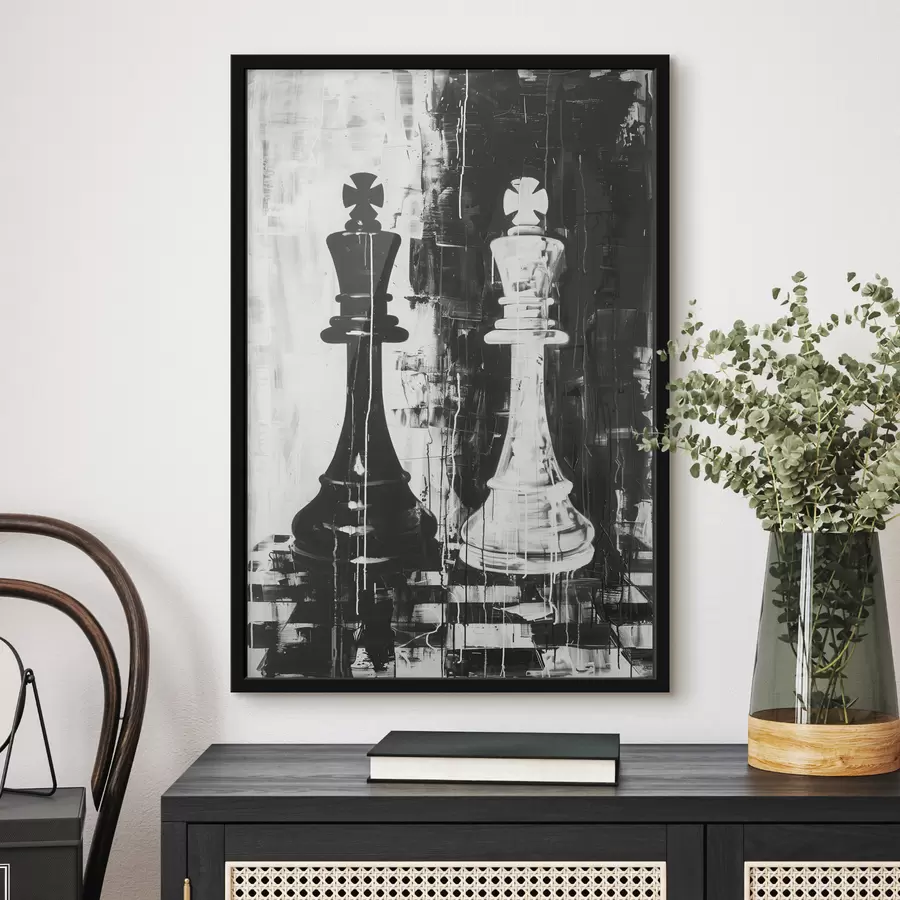 Fotobehang Schaakstuk in zwart-witte kleur f38642