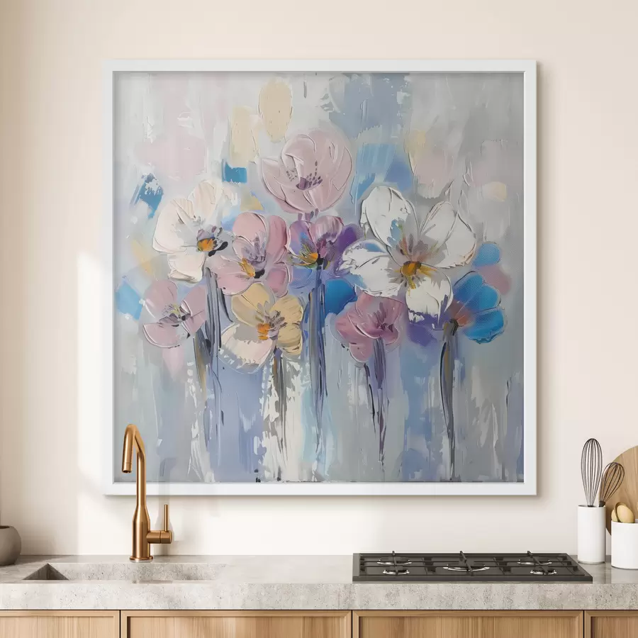 Papier peint photo Bouquet pastel sur fond bleu f38643