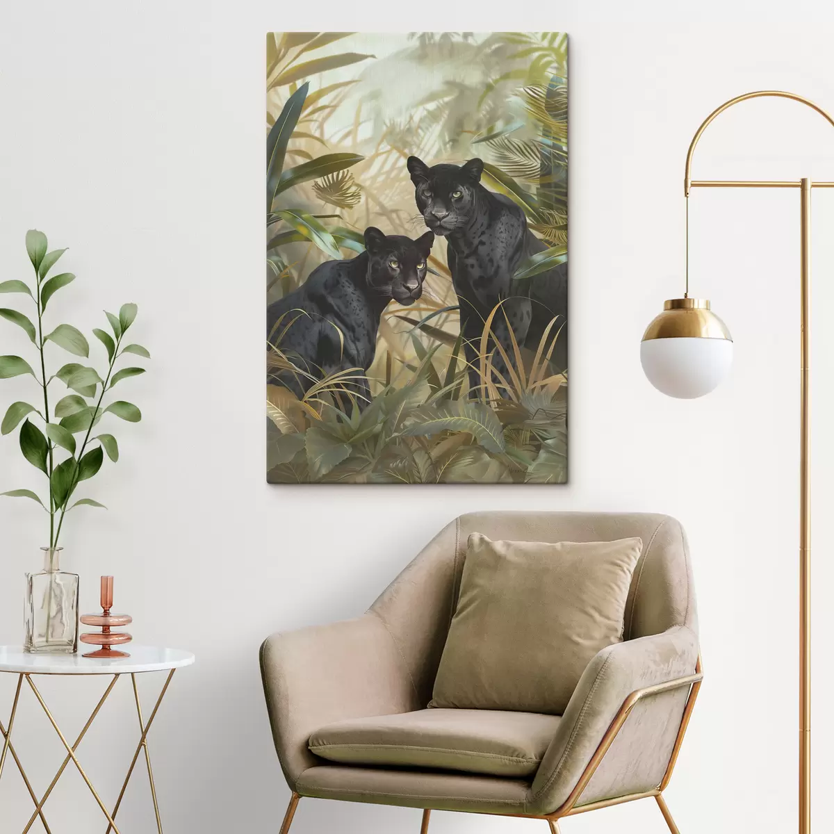  Peintures Deux panthères dans la jungle s38509