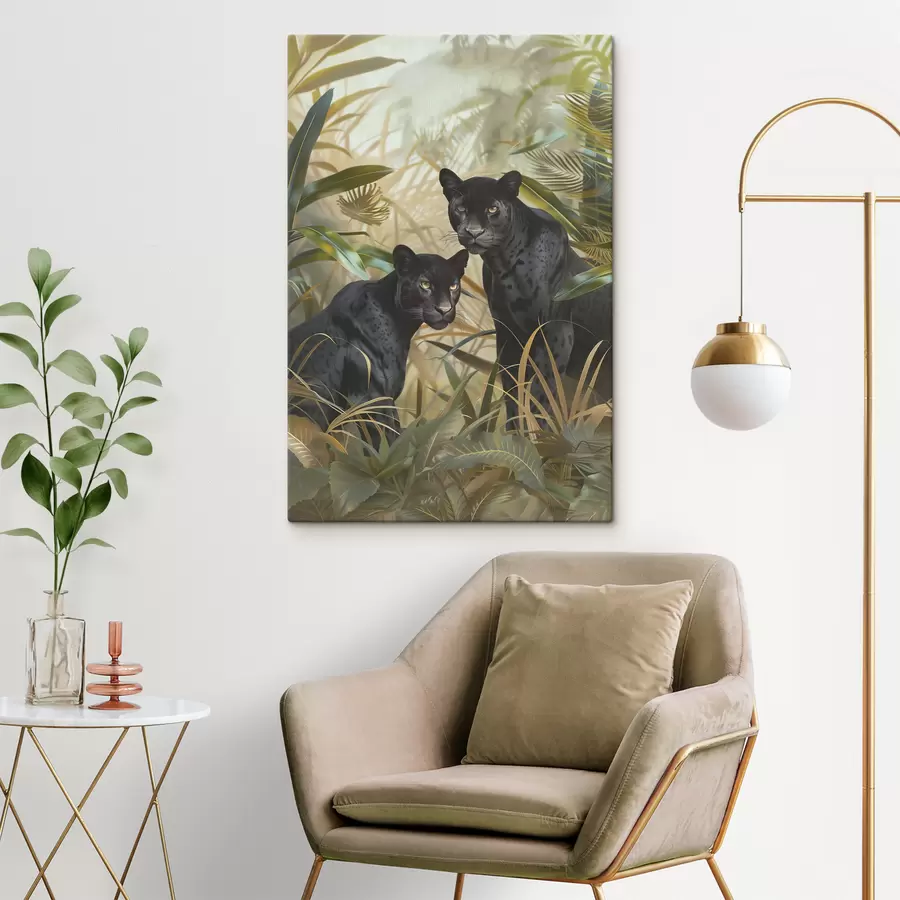  Peintures Deux panthères dans la jungle s38509